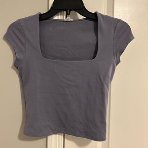 Garage Gray and Purple Fitted Crop Blouse